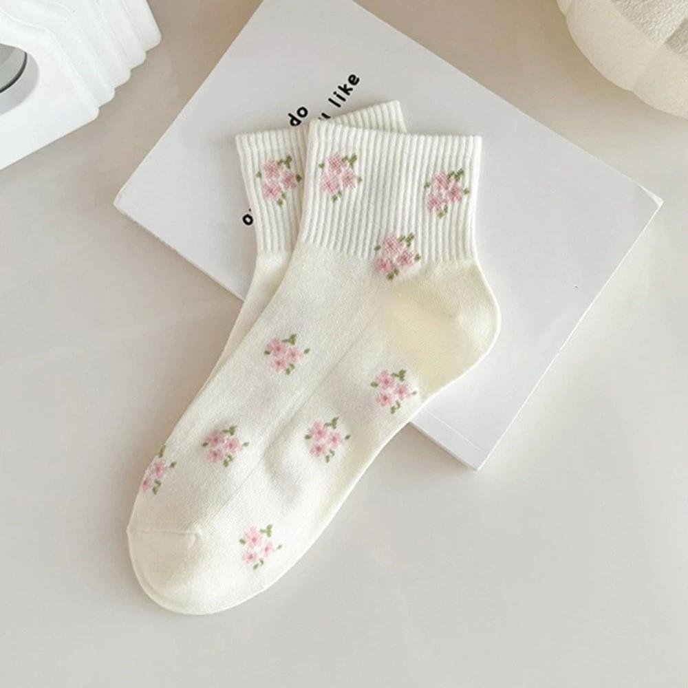 Low Cut Japanese Women's Socks Sweet Floral Socks Breathable Short Tube Socks  Lady