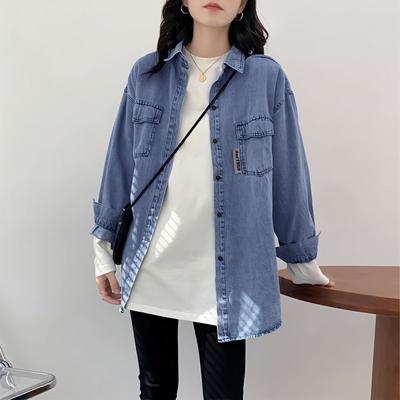 Women's Loose Fit Denim Shirt Spring Casual Vintage Long Sleeve Outerwear