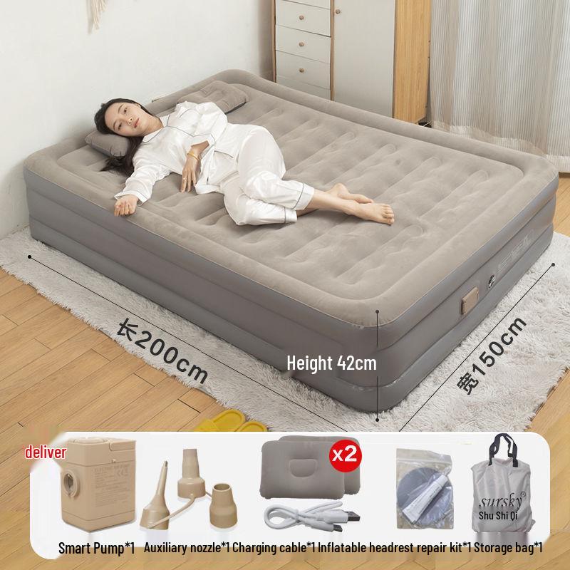 Self-Inflating Portable Double Air Cushion Bed for Home & Outdoor Use