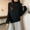Large-sized Pullover Women's Base Layer Women's Autumn and Winter Semi-high-neck Sweater Loose Knitted Sweater Top