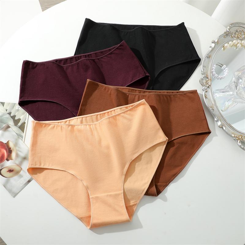FINETOO 2Pcs/Set Cotton High Waist Panties Plus Size Solid Underwear Female Comfort Underpants Stretchy Lingerie S-XXL Intimates