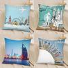 1 Stück Weltstädte Reise Rom Sydney Paris Dubai Kissenbezug Mode Quadratischer Kissenbezug Schlafzimmer Sofa Raum Ins Dekoration Freizeit