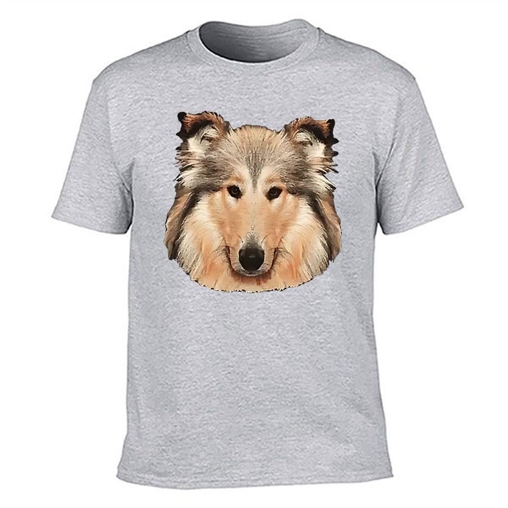 Unisexs Cotton Tshirt Classic Collie Dog Portrait Print Casual Crew Neck Short Sleeve Tee For Dog Lovers Daily Wear Top