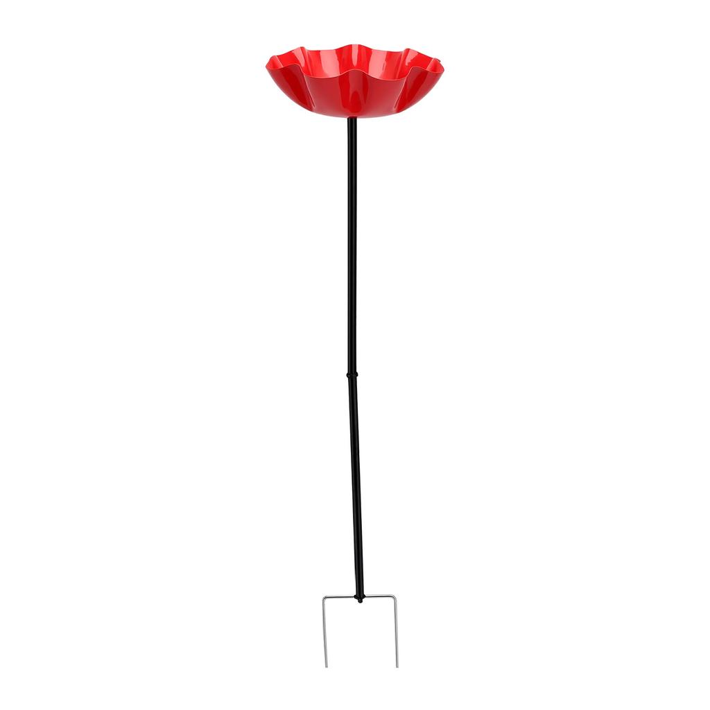 Handmade Metal Flower Garden Bird Bath with Stake Bird Feeder Water Station Outdoor Decor for Birds Bees Easy Install