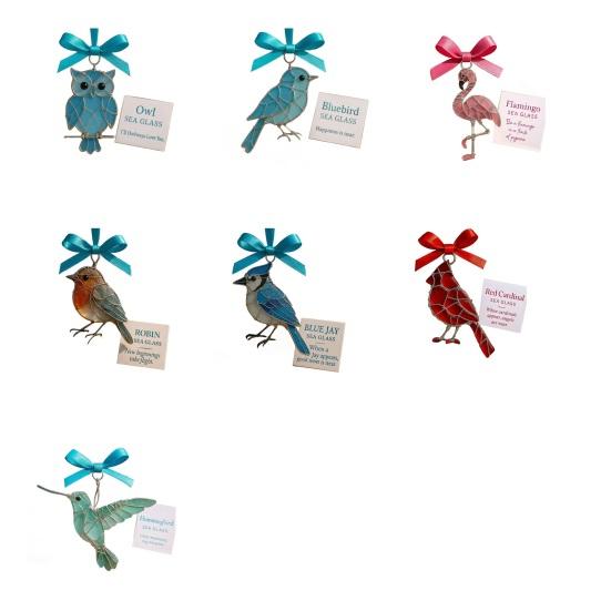 Handcrafted Bird Ornament with Blessing Card Unique Coastal-Inspired Bird Decoration for Christmas Tree And Home Artistic Bird Keepsake