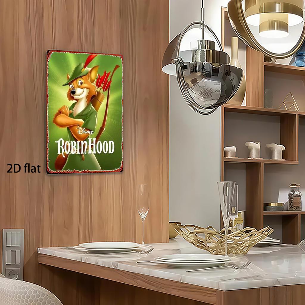 1pc iron painting of "Robin Hood" Fox Robin Hoodn' Decorative Tin Sign, 20.32cm x 30.48cm - Rustic Wall Art for Living Room, Gam