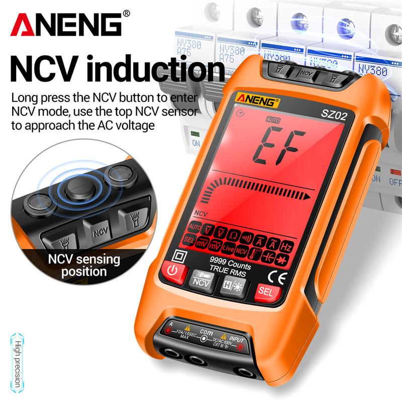 ANENG SZ02 Smart Digital Multimeter 9999 Counts True RMS Auto Electrical Capacitance Meter Temp Resistance Transistor Testers