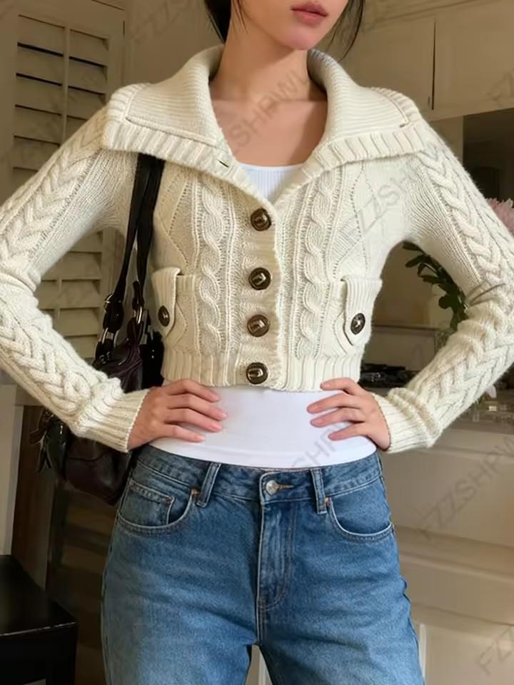 Trendy Plaid Knit Off-Shoulder Ruffle Sweater