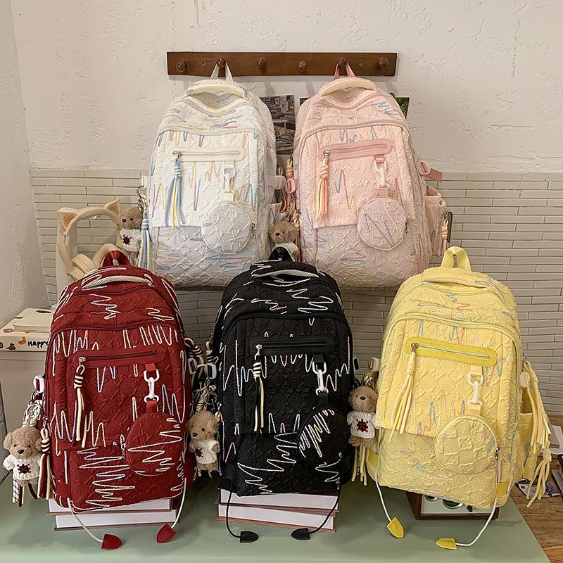 Trendy high-value schoolbag girls, primary school students, junior high and high school students, niche design, simple and versatile backpack women