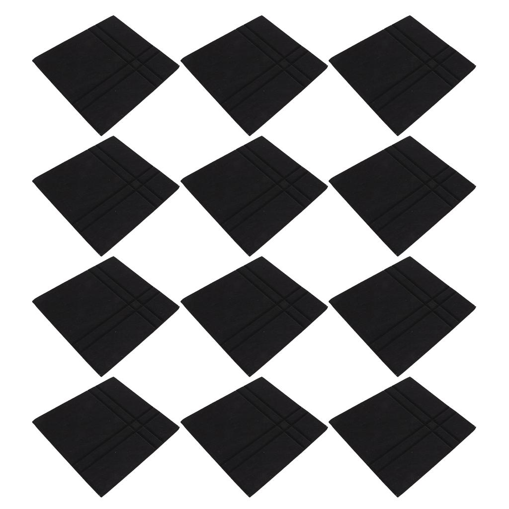 12Pcs Acoustic Panels Black Self Adhesive Polyester Fiber Sound Proof Padding for Studios