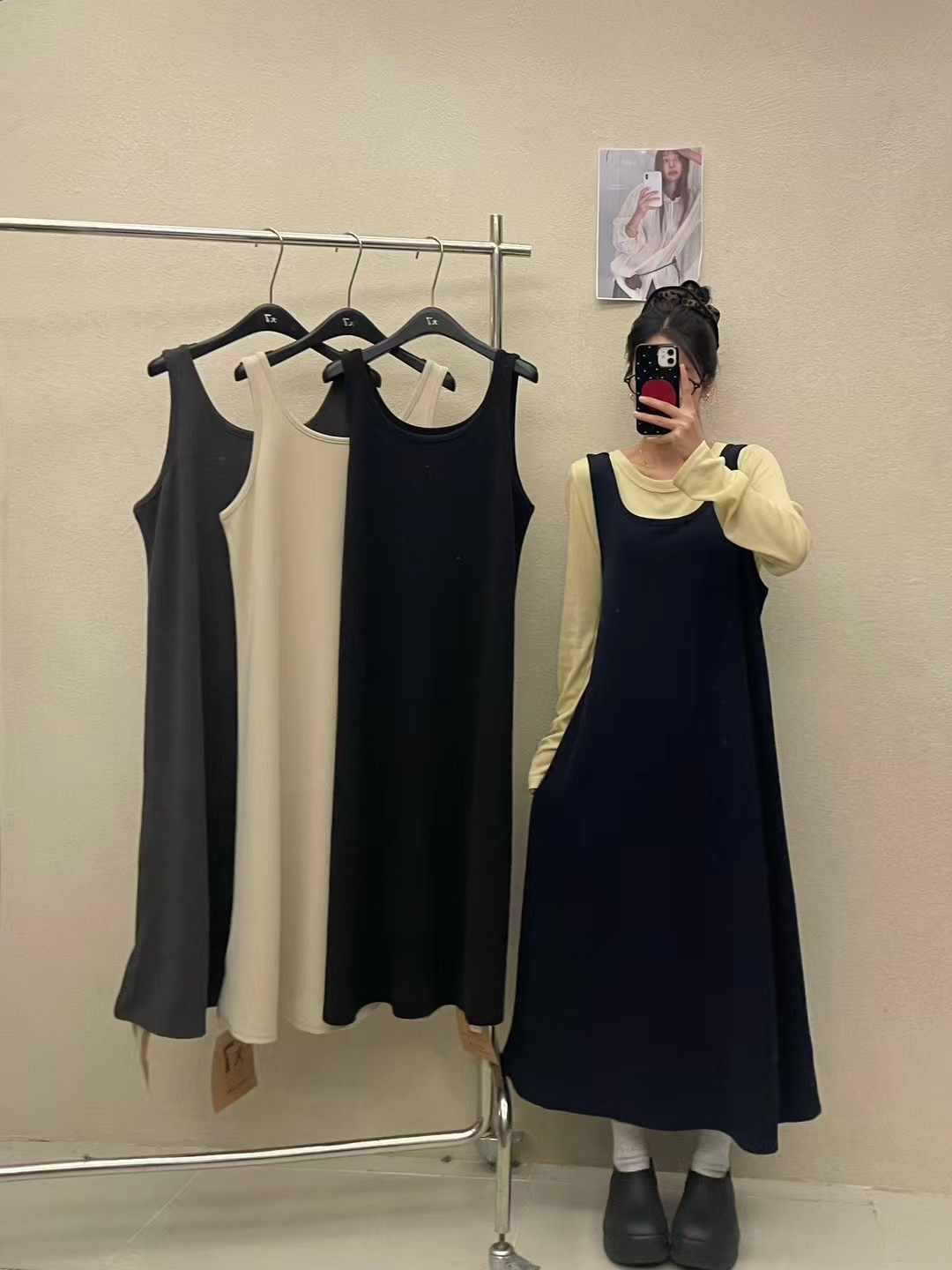 

Da 7 Women s Spring 78008: Loose Fit Casual Sleeveless Long Dress in Plus Size Korean Style One Size чорний