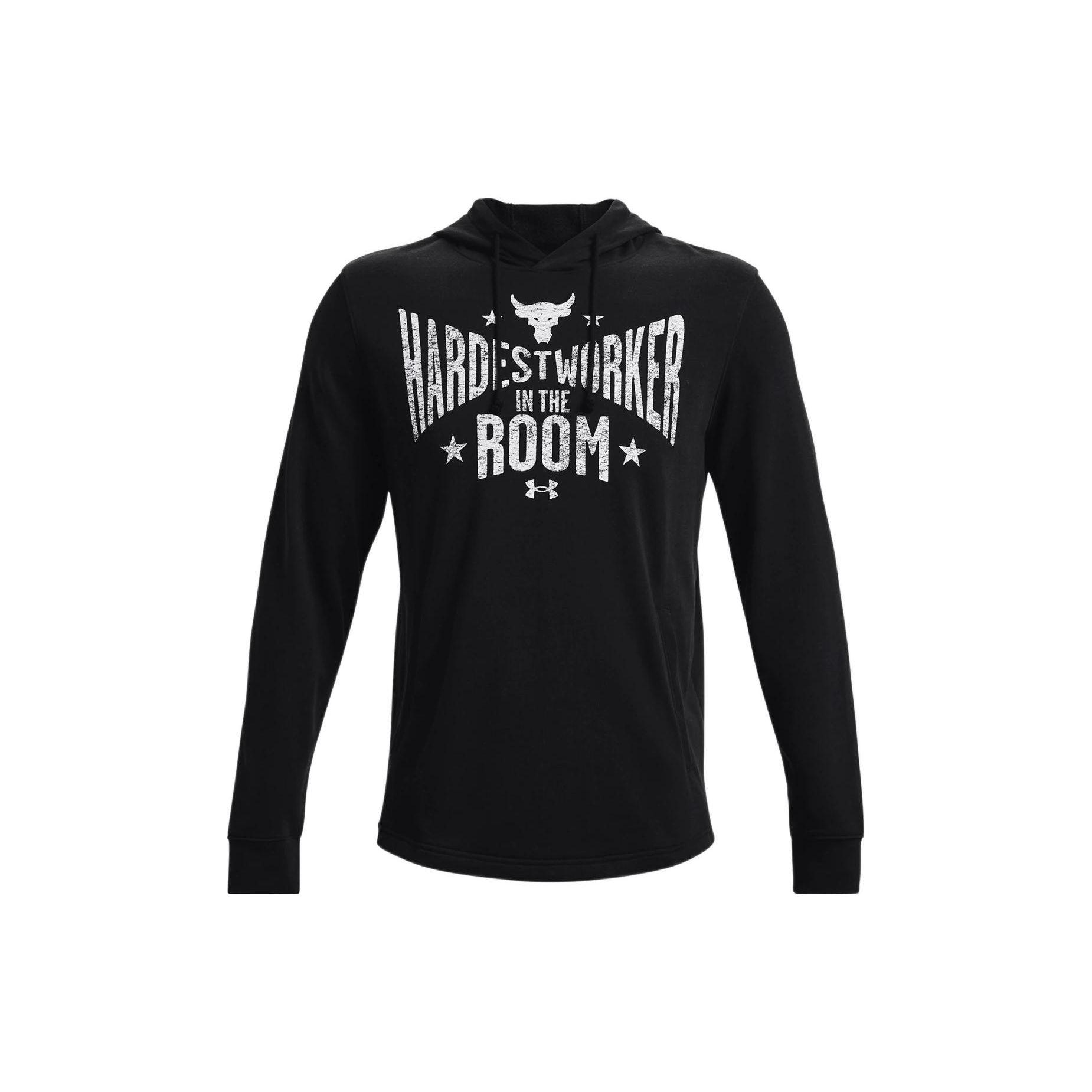 Under Armour Project Rock Terry Printed Hoodie Men Black 1370458-001 L