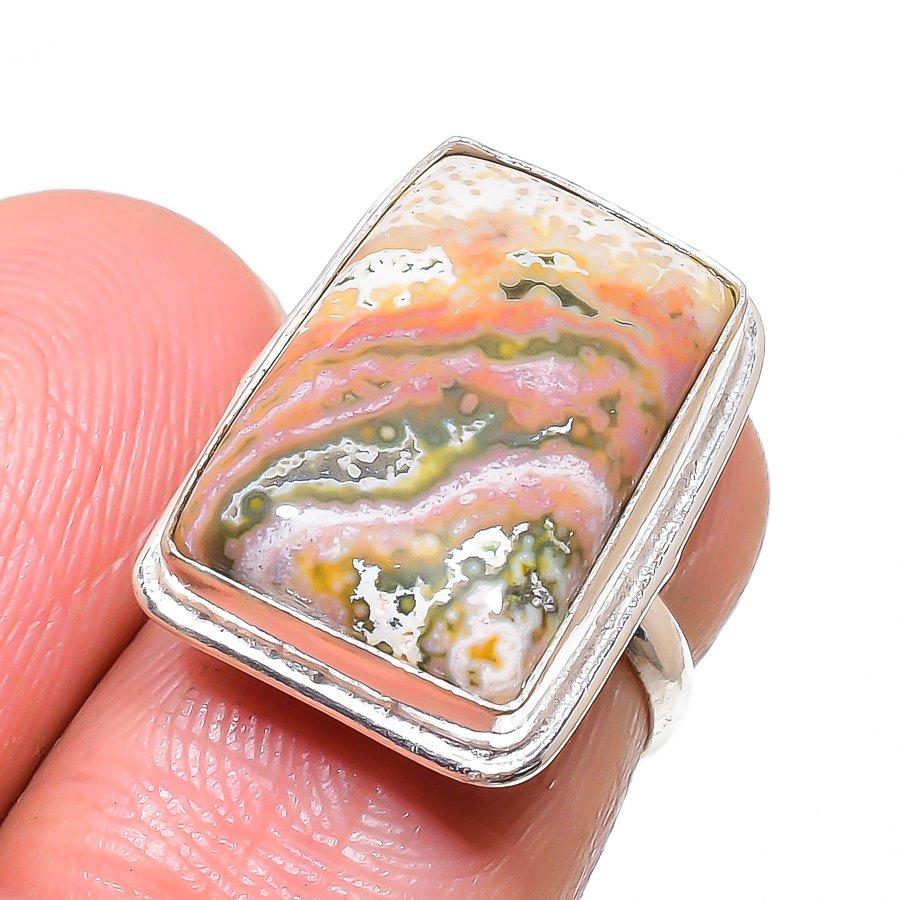 

Natural Ocean Jasper 925 Sterling Silver Jewelry Ring Size Adjustable h8I03