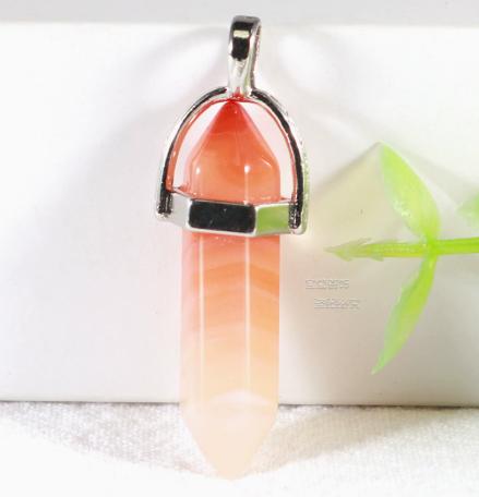 

Natural Stone Crystal Pendant Hexagonal Prism Shape Agate Pendulum Geometric Pendant Accessory for Jewelry Making and Craft Projects one size