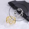 925 Silver Rings For Women Hollow Out Gold Color Temperament Personality Fashion Female Trendy Resizable Opening Rings