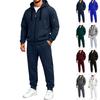 Men's Full Zip Hoodie Sweatshirt and Black Pants Sport Casual Two Piece Outfit Set