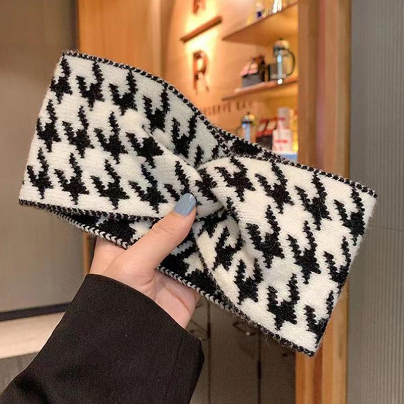 

Узор «гусиная лапка» Женская повязка на голову Аксессуары для волос Для женщин Широкополый стиль Обруч для волос Ободок для волос