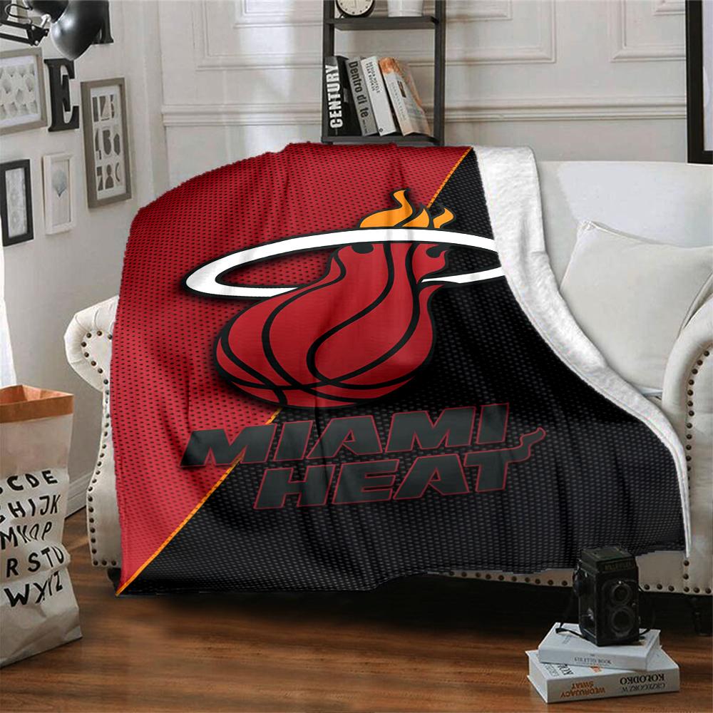 Miami Heat Theme Printed Blanket - Perfect for Couch, Bed, Travel & Outdoor Use | Machine Washable, Cozy & Durable.