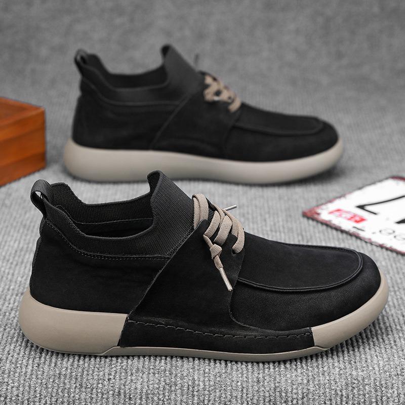 Fashion Suede Leather Men's Walking Shoes Non-slip Simple Casual Shoes Classic Male Outdoor Footwear Men New Design Driving Shoe