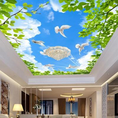 Papéis de Parede Pombo Céu Azul Mural de Teto 3d Estéreo Espaço Papéis de Parede Sala de Estar Papel de Parede Hotel
