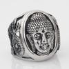 Retro Stainless Steel Buddha Face Ring for Men