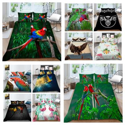 Juego de cama 3D Pájaros Funda de cama para el hogar Ropa de cama Textiles geniales para niños Niños Funda de cama individual, doble, tamaño king