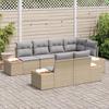Set de canapé de jardin 7 pièces avec coussins Beige Rattan Poly Acacia 3356775