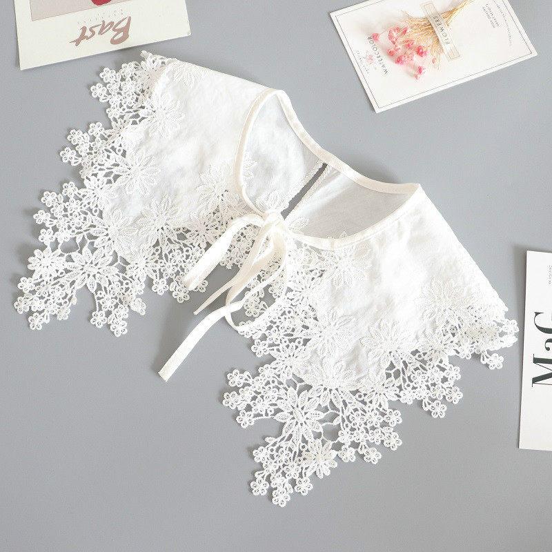 Fashion Embroidery Hollow Cotton Finished Lace Fake Collar Shawl Shopping Travel Camping Party Personalized Decoration Cloak