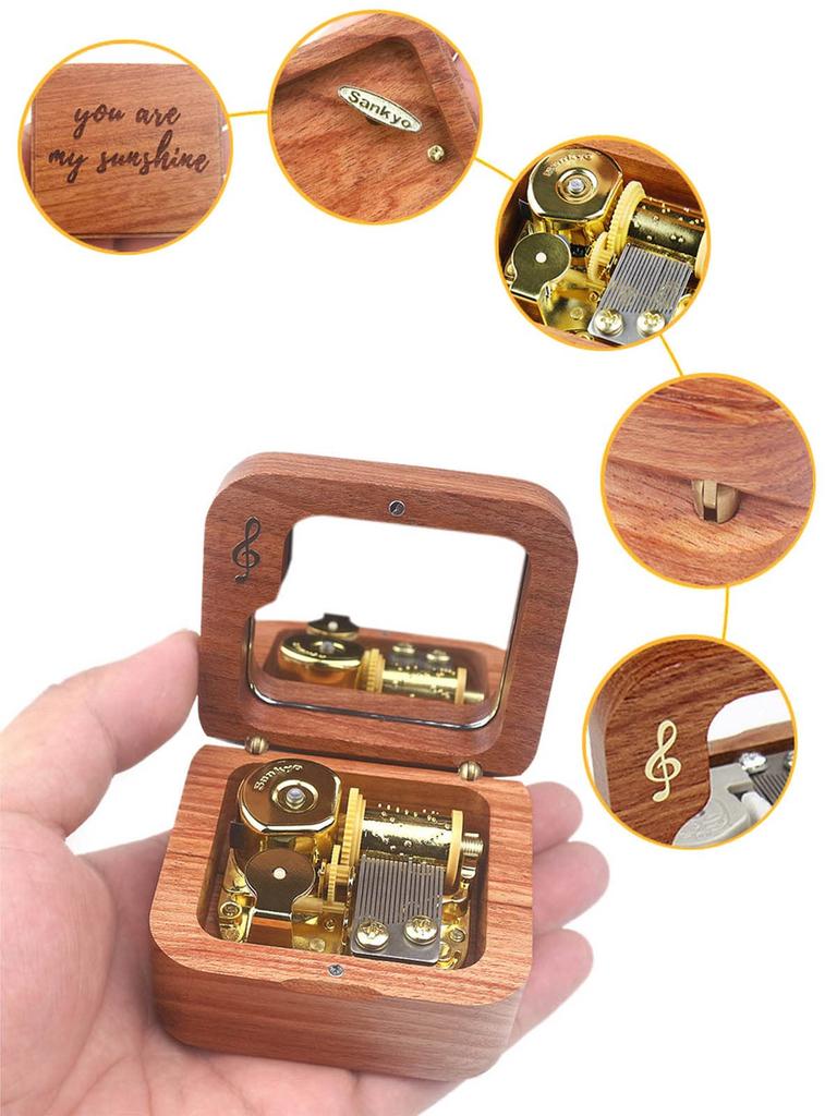Sinzyo Music Box “You Are My Sunshine” Wooden Music Box (Musical Note Rosewood)
