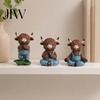 Pastoral Home Accents Yoga Highland Cow Resin Figurine, Farmhouse Style Overalls Statues, Waterproof Crafted Collectibles Garden Ornament for