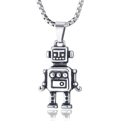 Personalized Titanium Steel Hardcore Robot Pendant Hanging Necklace Retro Men'S And Women'S Hanging Chain Couple Clothes Matching Accessories