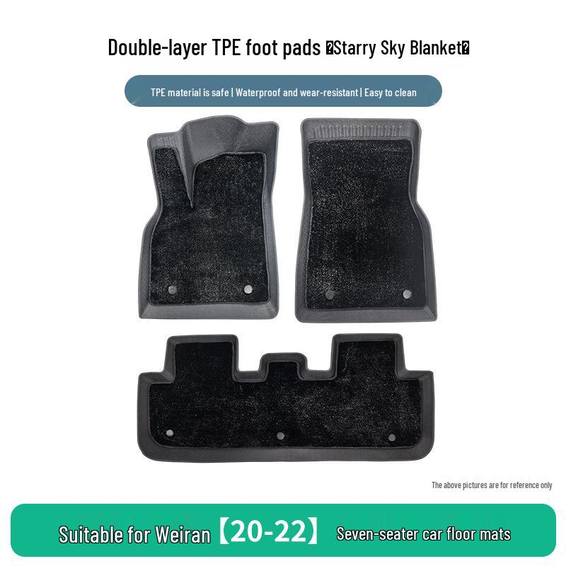 Volkswagen Viloran 2020-2022 TPE Anti-Slip Waterproof Floor Mats for Seven-Seater