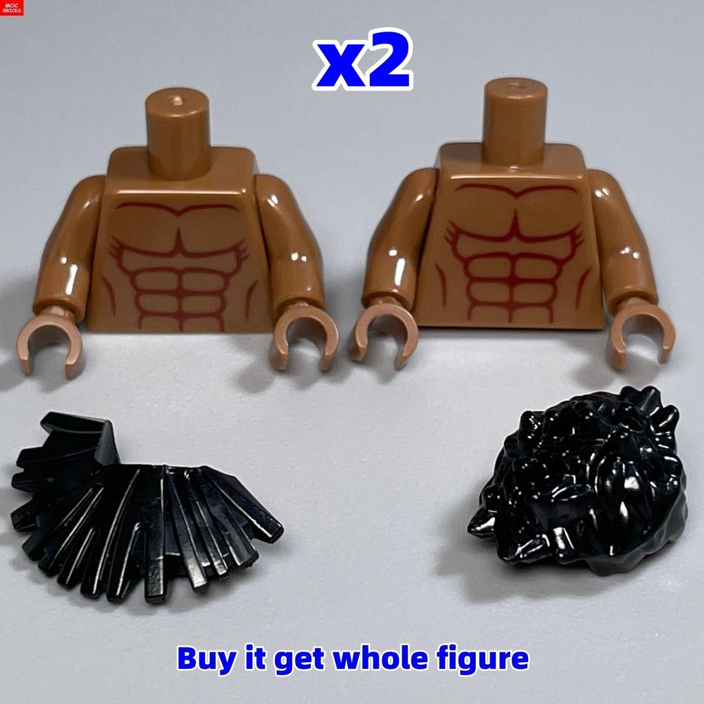 MOC Bricks dark skin 4cm Figure muscle beer Man torso belly Particles Assembled Building Blocks Children's Toys