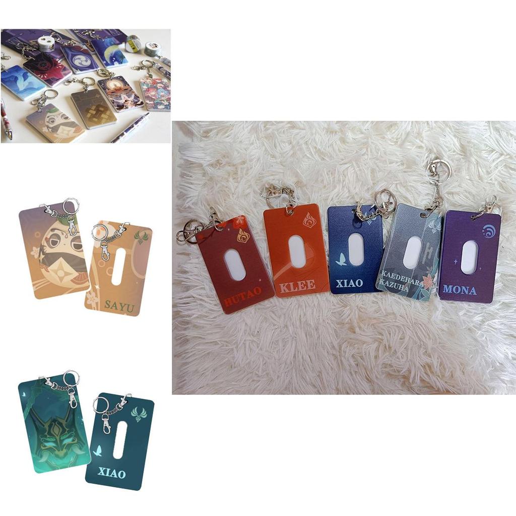 Genshin Impact Card Holder Keychain Pendant With Vibrant Klee Mona Hutao Xiao Ganyu Sayu Ning Design