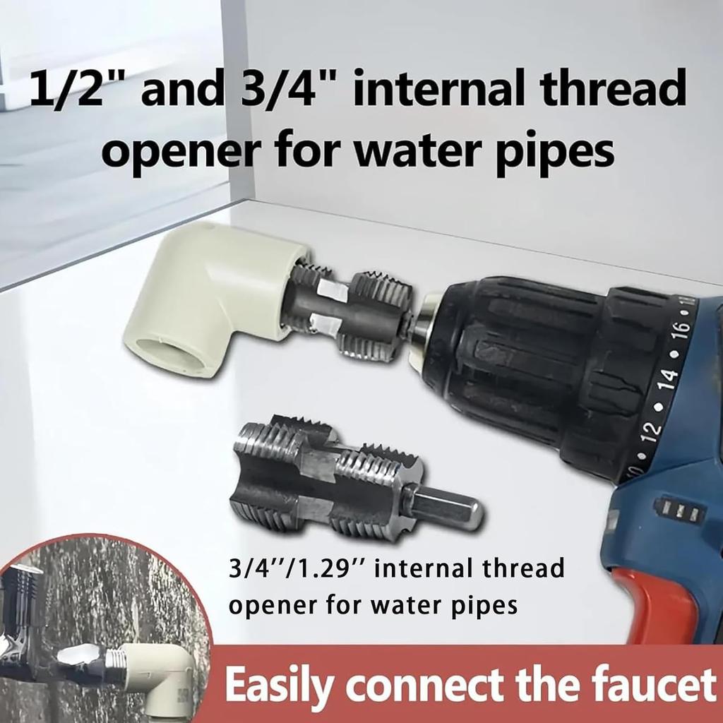 Electric Drill Compatible Pvc Pipe Threader Kit with Various Die Sizes, Pvc Pipe Threader Kit, Pipe Threader Kit, Pvc Threader for Drill, 1/2'' 3/4''