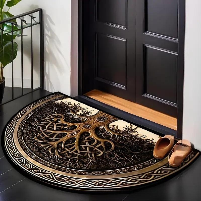 

60*90см Ретро Галька Полукруглый Коврик для пола, Ковер для прихожей, Грязеотталкивающий и Легкий в уходе Кристальный бархатный коврик для пола 60*90cm