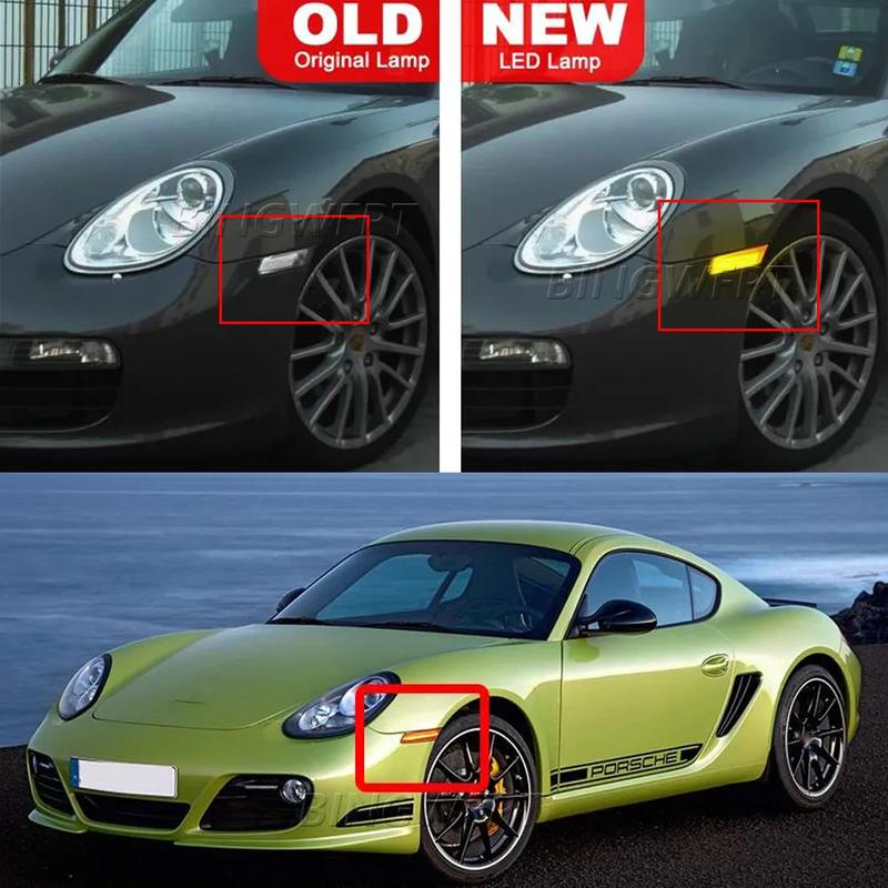 Left+Right For Porsche Boxster 987 (Spyder) Cayman 987 (Sport) 2005-2013 LED Amber Side Marker Turn Signal Light