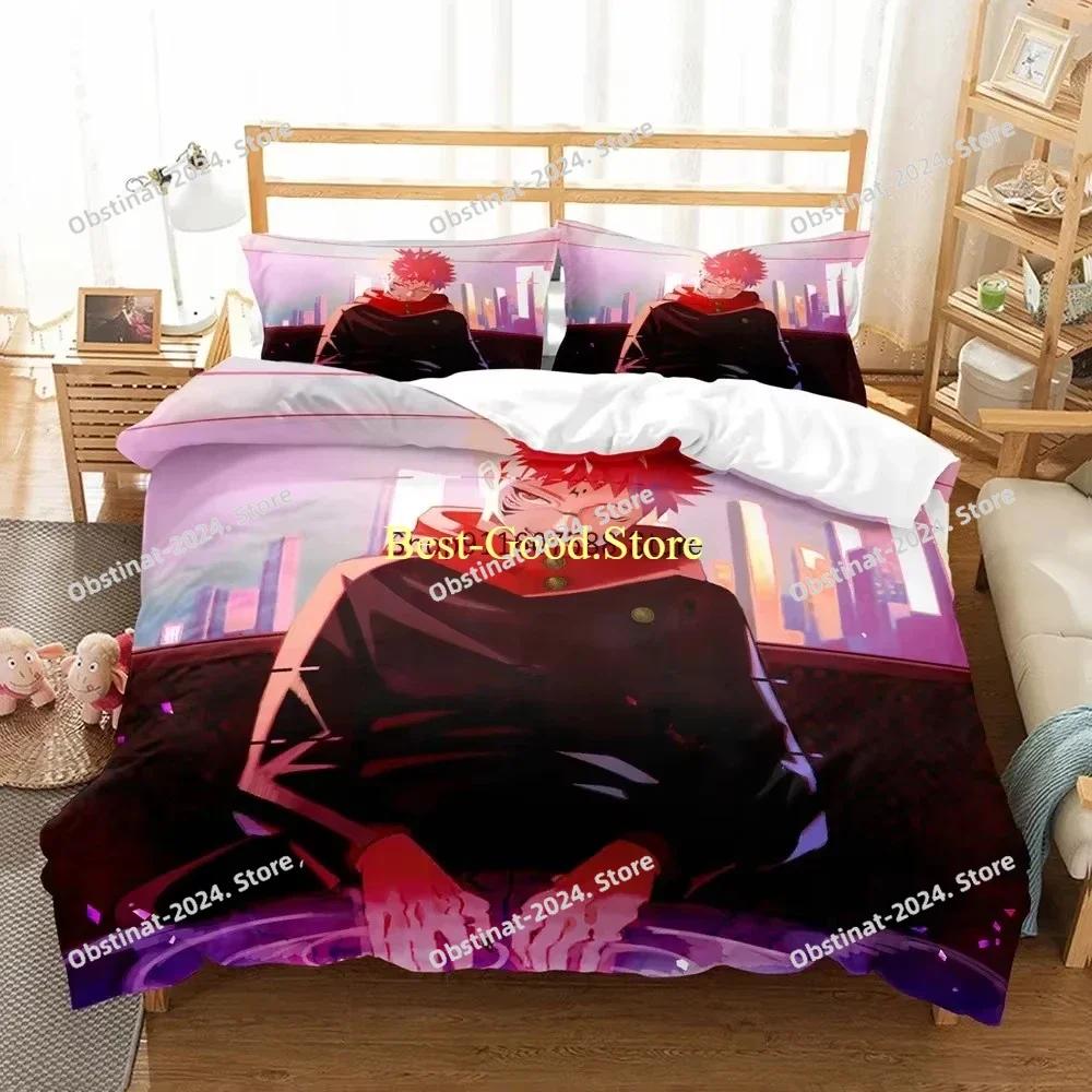 Japanese Anime Jujutsu Kaisen Bedding Set Printed Bed Set With Pillowcase Bed Duvet Cover Single Double Queen Super King Size