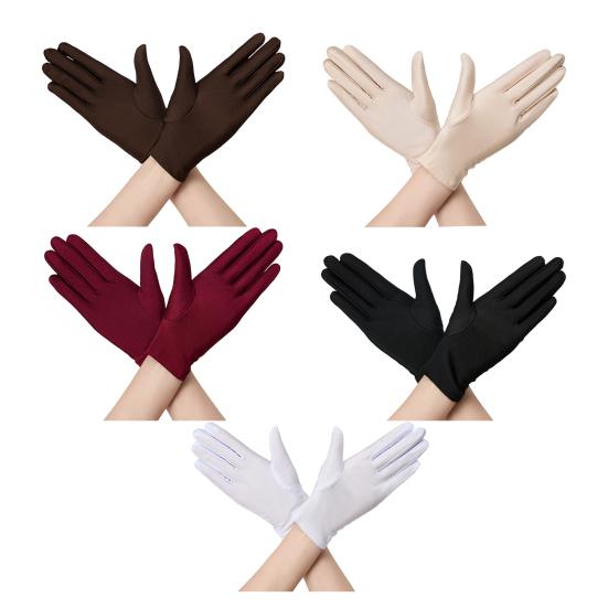 Yousheng 1 Pair Unisex Uniform Gloves for Men Women Wrist Length Stretchy Spandex Gloves Banquet Wedding Party Short Gloves for Formal Tuxedo Guard