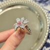 Light Luxury Premium Pink Diamond Ice Flower Cut Temperament Flower Ring Inlaid With Diamond Petals Unique Luxury Ring Jewelry