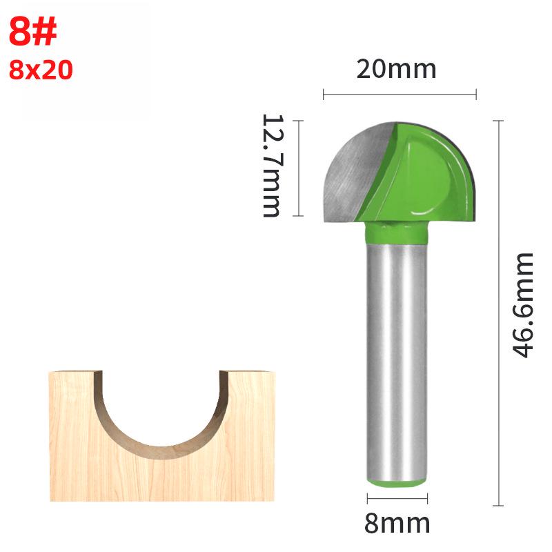 8-Pattern Round Bottom & Head Woodworking Milling Cutter, Grooving & Trimming Router Bit for Engraving & Bakelite Milling