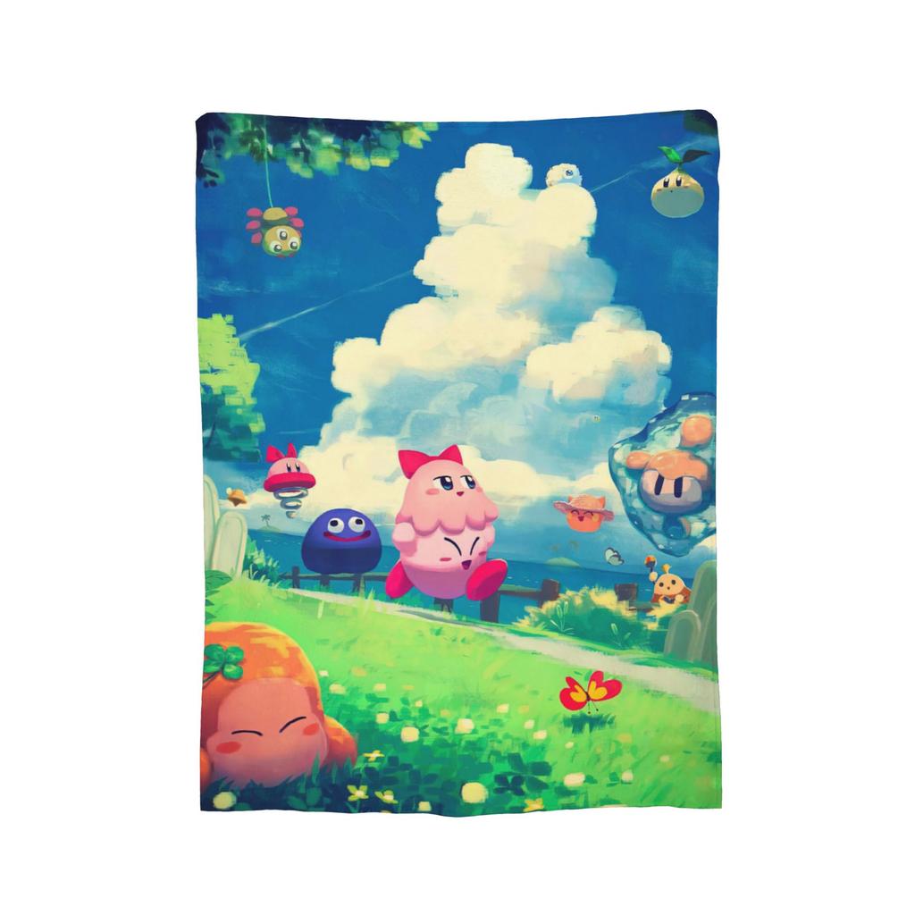 Cartoon K-Kirbys Blankets Coral Fleece Plush Print  Breathable Warm Throw Blankets for Bed Office Bedspreads