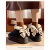 Hairy Mouth Bag and Butterfly Knot Cotton Shoes for Women In Winter, Thick Soled, Height Increasing, Versatile, and Plush Warm Snow Boots