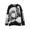 Japanese Abstract Knit Sweater Loose Fit Casual Lazy Style Round Neck Long Sleeve Pullover Men Women
