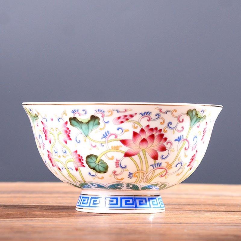 

5 Inch Chinese Enamel Color Ceramic Household Dishes Rice Bowls Bowls Arms Kitchenware Porcelain Tableware Gift | Bowls