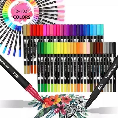 12/24 Stück Aquarell Kunstmarker Pinselstift Doppelspitze Fineliner Zeichnen Für Kalligraphie Malen Farben Set Kunstbedarf