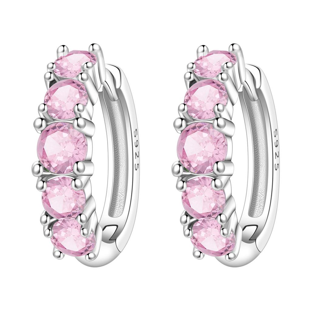 Orstarry S925 Silver Hoop Earrings Sparkling Blue Yellow Zircon Jewelry For Women Party Gifts