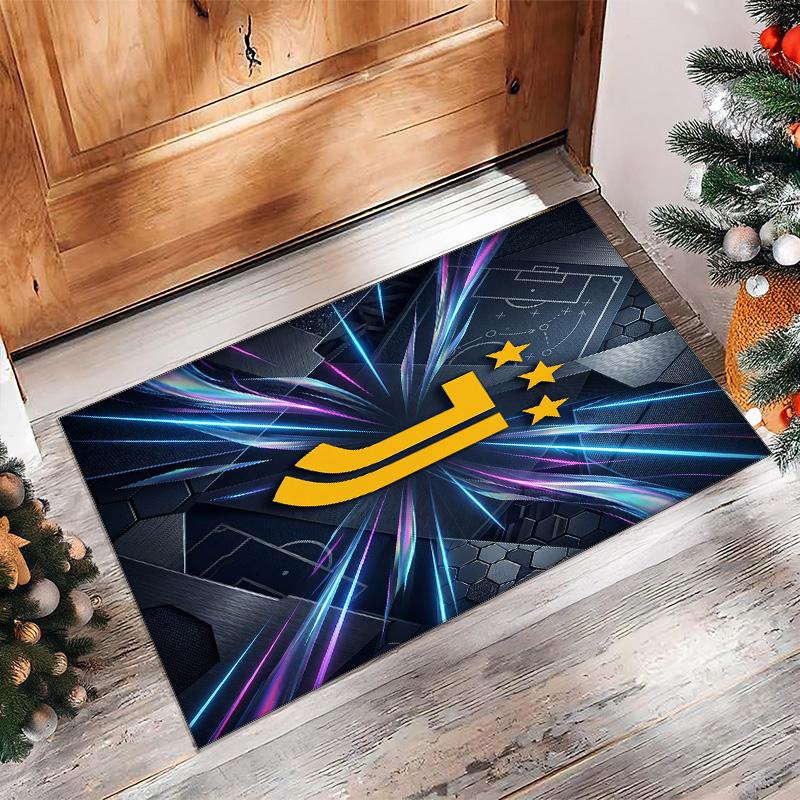 Juventus FC bedruckter Flanell-Teppich rutschfest weicher Polyester-Bodenbelag Indoor-Dekormatte für Schlafzimmer Wohnzimmer Sofa
