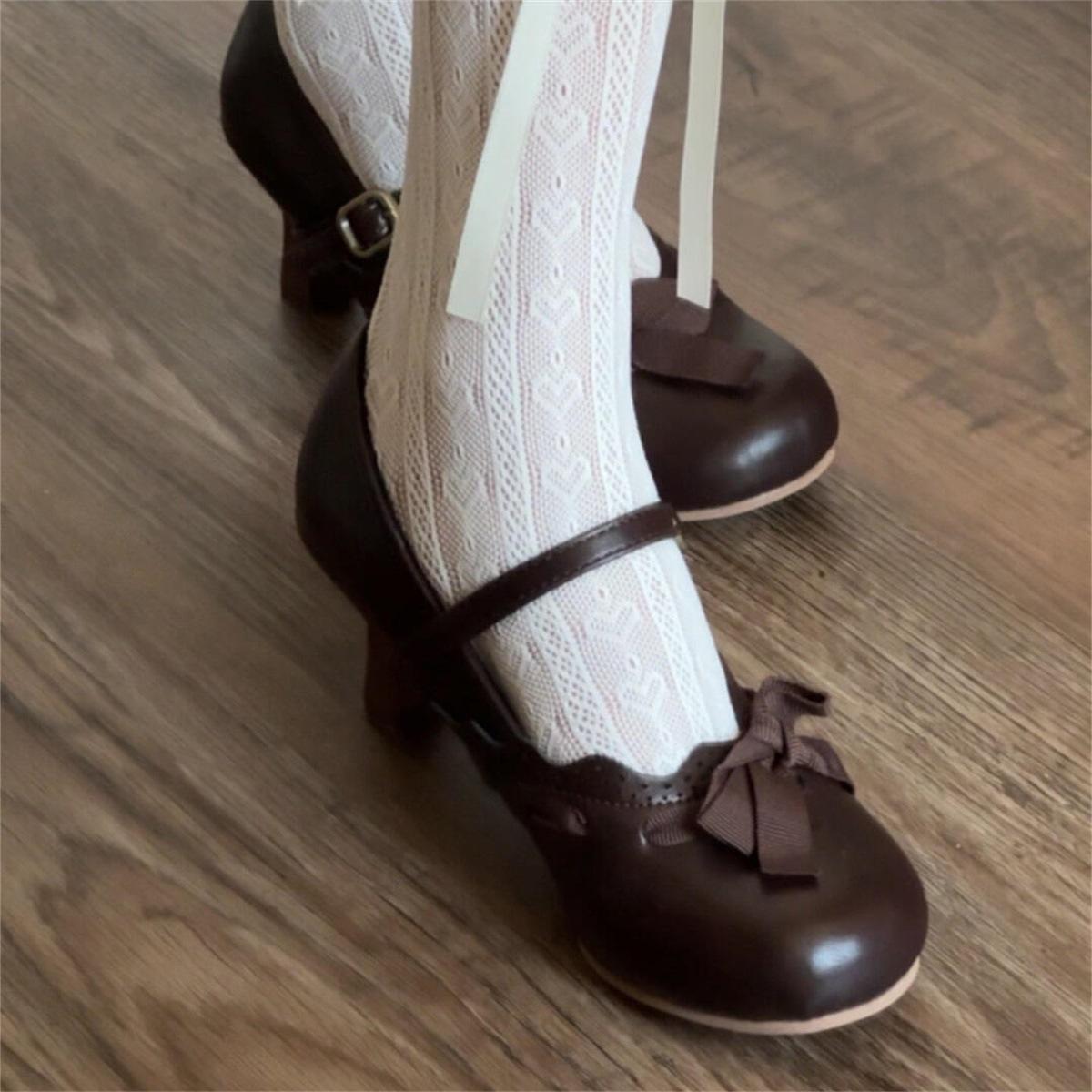 

First encounter temperament is not tired, Mary Jane high heels 2026 new skirt French thick heel single shoes 40 коричневий