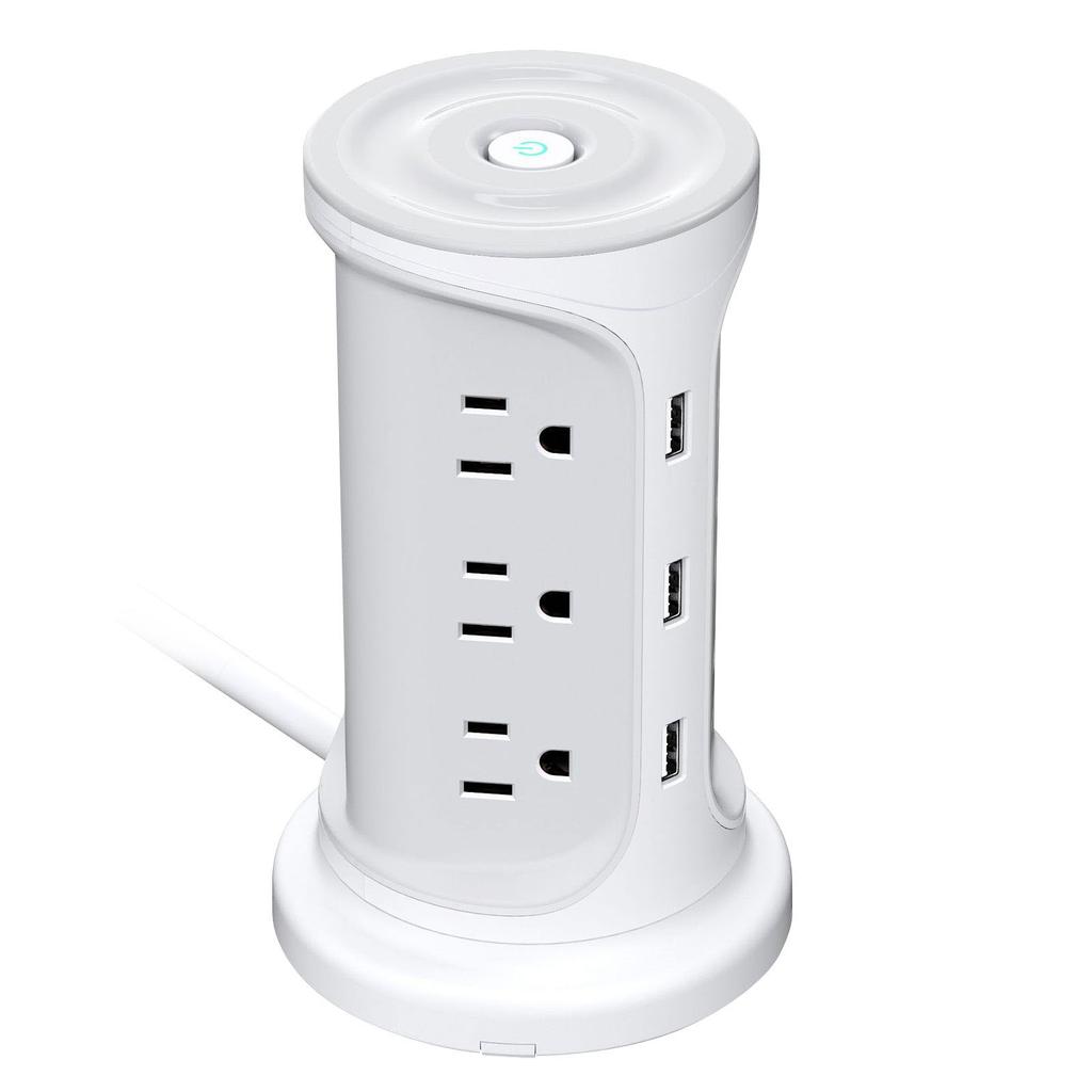 Reliable Electrical Outlet Tower With 12 Outlets And 3 USB Rectifiers Constructed In Safety Features